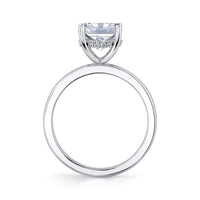 Pure Lasker Platinum  Collction Solitaire Engagement Ring with Hidden Halo and .08cttw Natural Diamonds