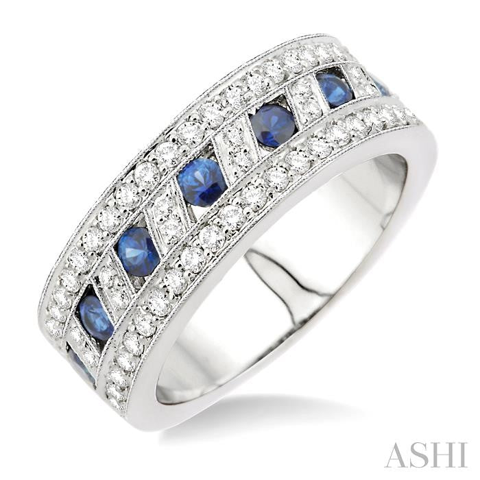 18KT White Gold Sapphire and Diamond Ring .65CTTW