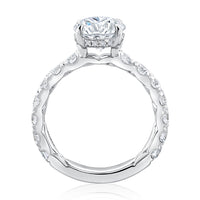 A. Jaffe Round Center and Pave Band Engagement Ring