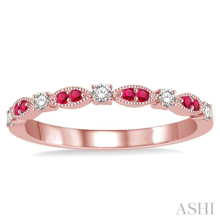 14KT Rose Gold Ruby and Diamond Ring .15CTTW