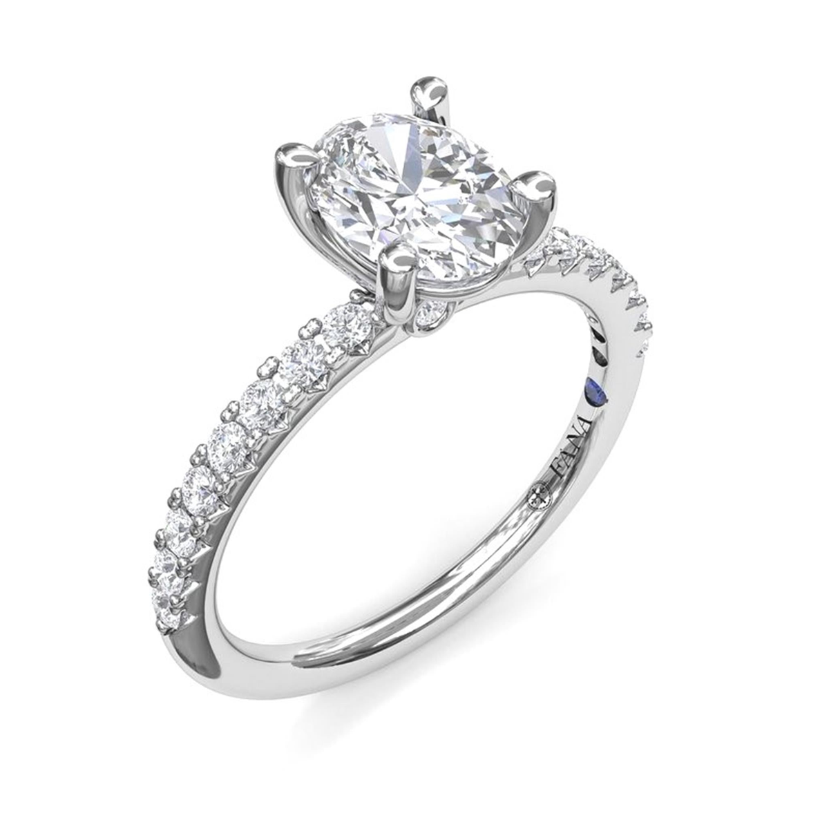 14Kt White Gold Classic Prong Engagement Ring Mounting With 0.31cttw Natural Diamonds