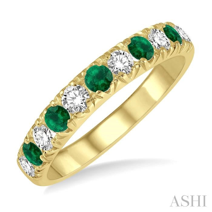 14KT Yellow Gold Alternating Emerald and Diamond Ring .42CTTW