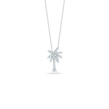 White gold cross pendant necklace with diamond accents on a fine chain.