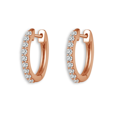 14Kt Rose Gold Round Hoop Earrings 0.33cttw Natural Diamonds