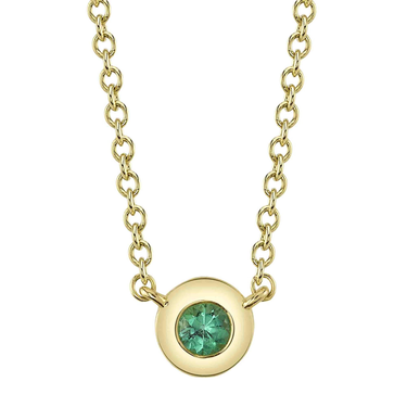 Shy Creation 14Kt Yellow Gold Bezel Set Emerald Pendant