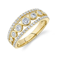 Shy Creation Gold 3-Row Bezel Set Diamond Ring