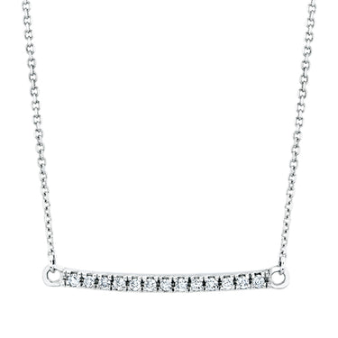 14Kt White Gold Bar Necklace with .08cttw Natural Diamonds