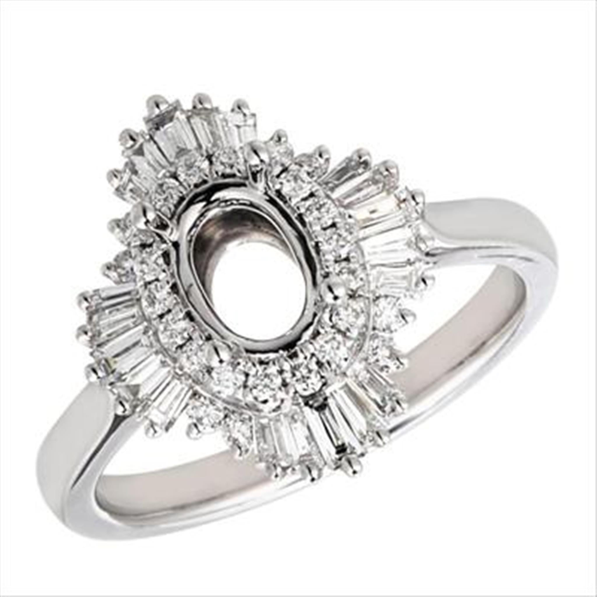 18Kt White Gold Vintage Inspired Engagement Ring Mounting With 0.39cttw Natural Diamonds