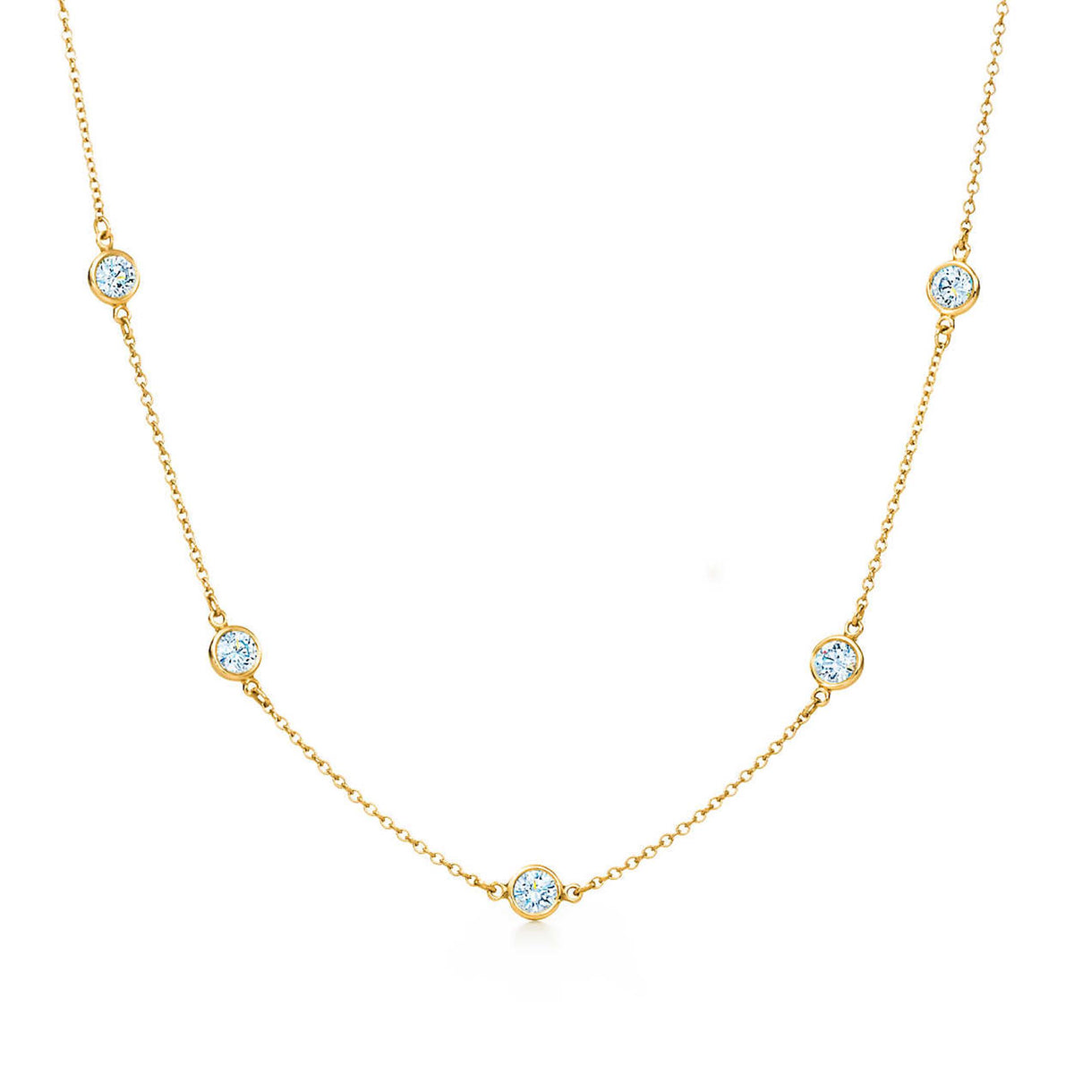14Kt Yellow Gold Milestone Station Necklace With 1cttw Natural Diamonds