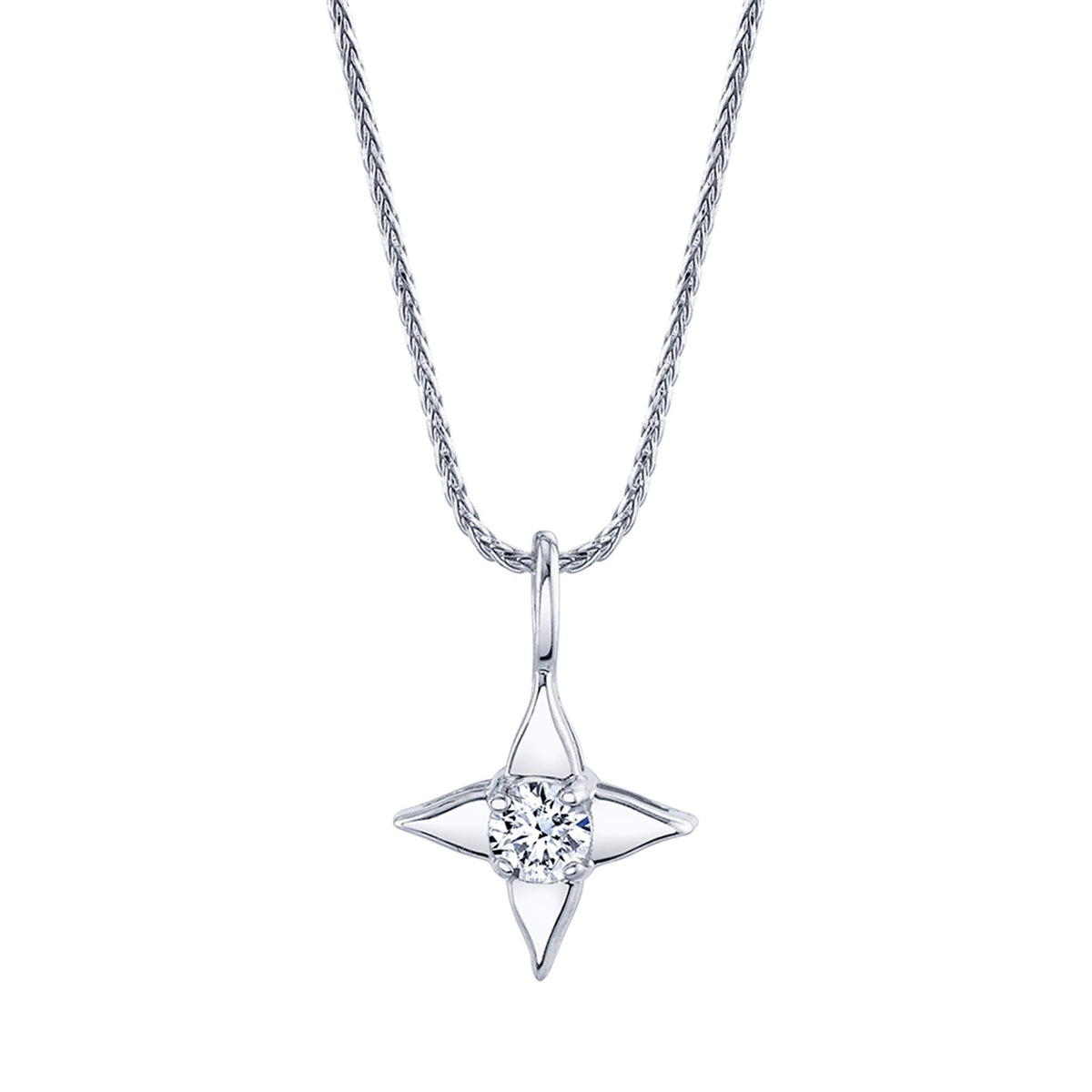 14Kt White Gold Star Of Hope Pendant 0.10cttw Natural Diamonds