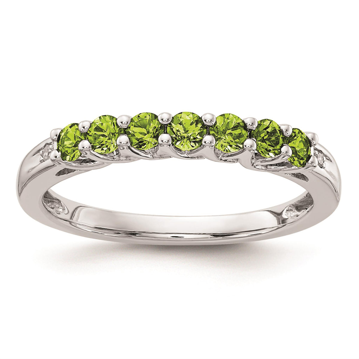 10Kt White Gold Stackable Ring With 2.5mm Peridot