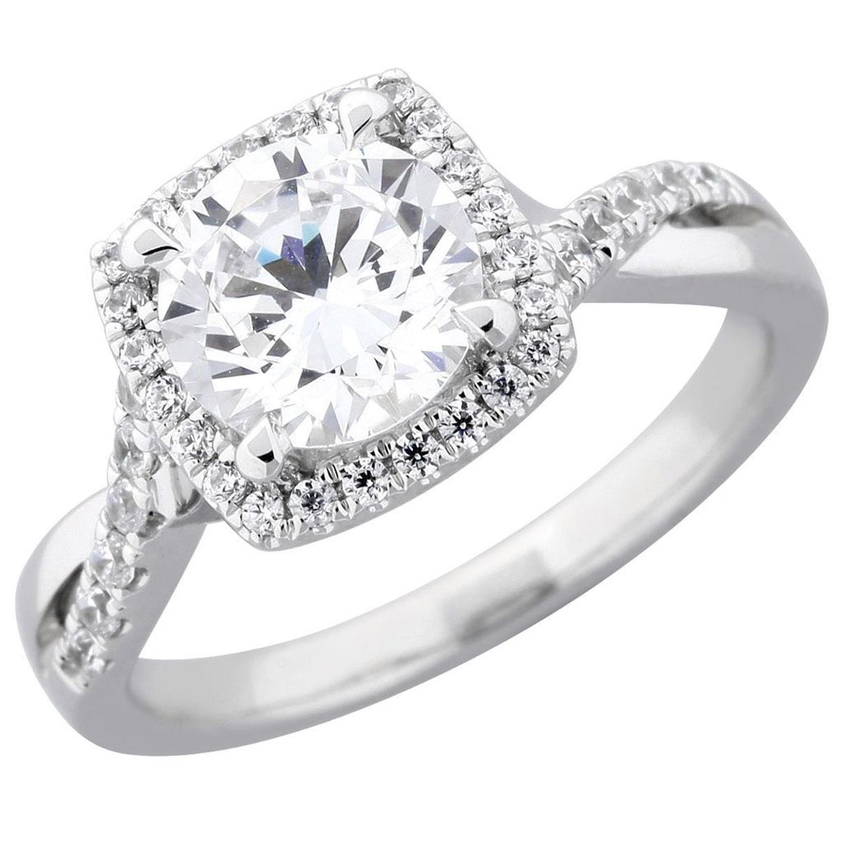 18Kt White Gold Halo Engagement Ring With 1.01ct Natural Center Diamond