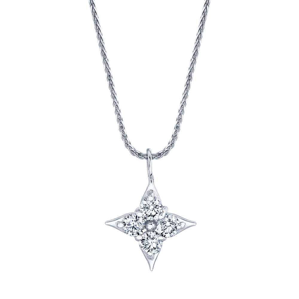 14Kt White Gold Star Of Hope Pendant 0.50cttw Natural Diamonds