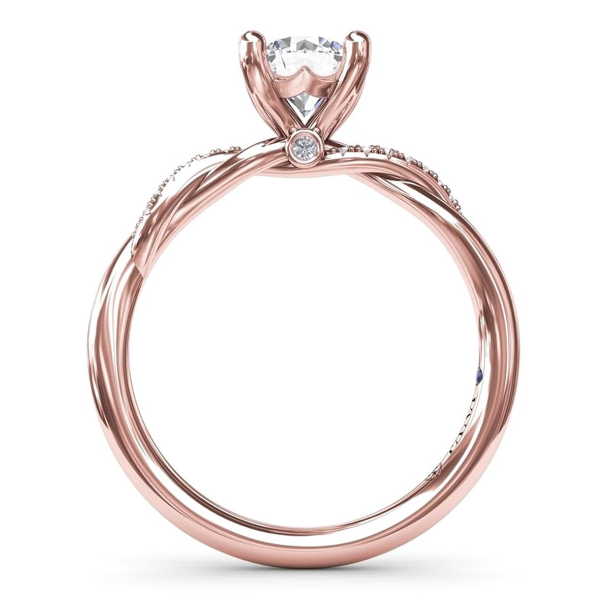 Fana 14Kt Rose Gold Twist Ring Mounting With 0.07cttw Natural Diamonds
