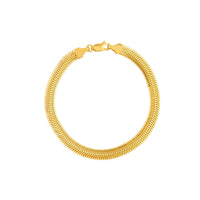 7.5" 14K Yellow Gold 6.4mm Oval Flat Semi-Solid Diamond Cut Snake Chain Bracelet