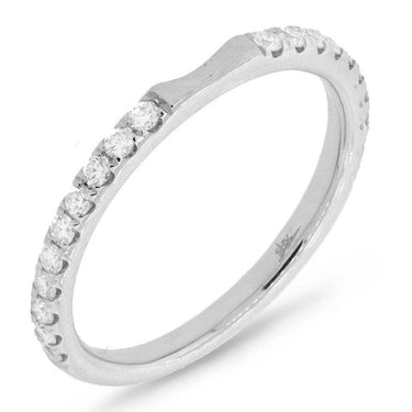 Shy Creations 14Kt White Gold Prong Set Band With Center Divot And 20 Round Natural Diamonds Totaling .31cttw (H Color - SI1 Clarity)