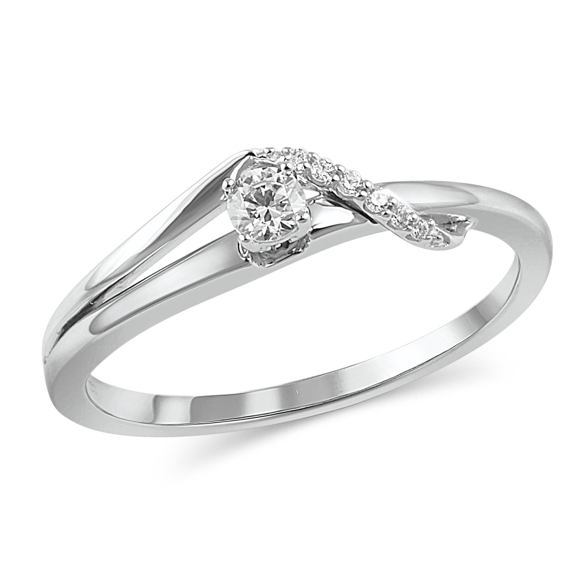 14Kt White Gold Classic Fashion Promise Ring With 0.15cttw Natural Diamonds