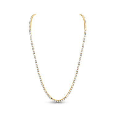 14Kt Yellow Gold 4-Prong 10cttw Natural Diamond Tennis Necklace