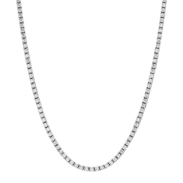 14Kt White Gold 4-Prong 15cttw Round Natural Diamond Tennis Necklace