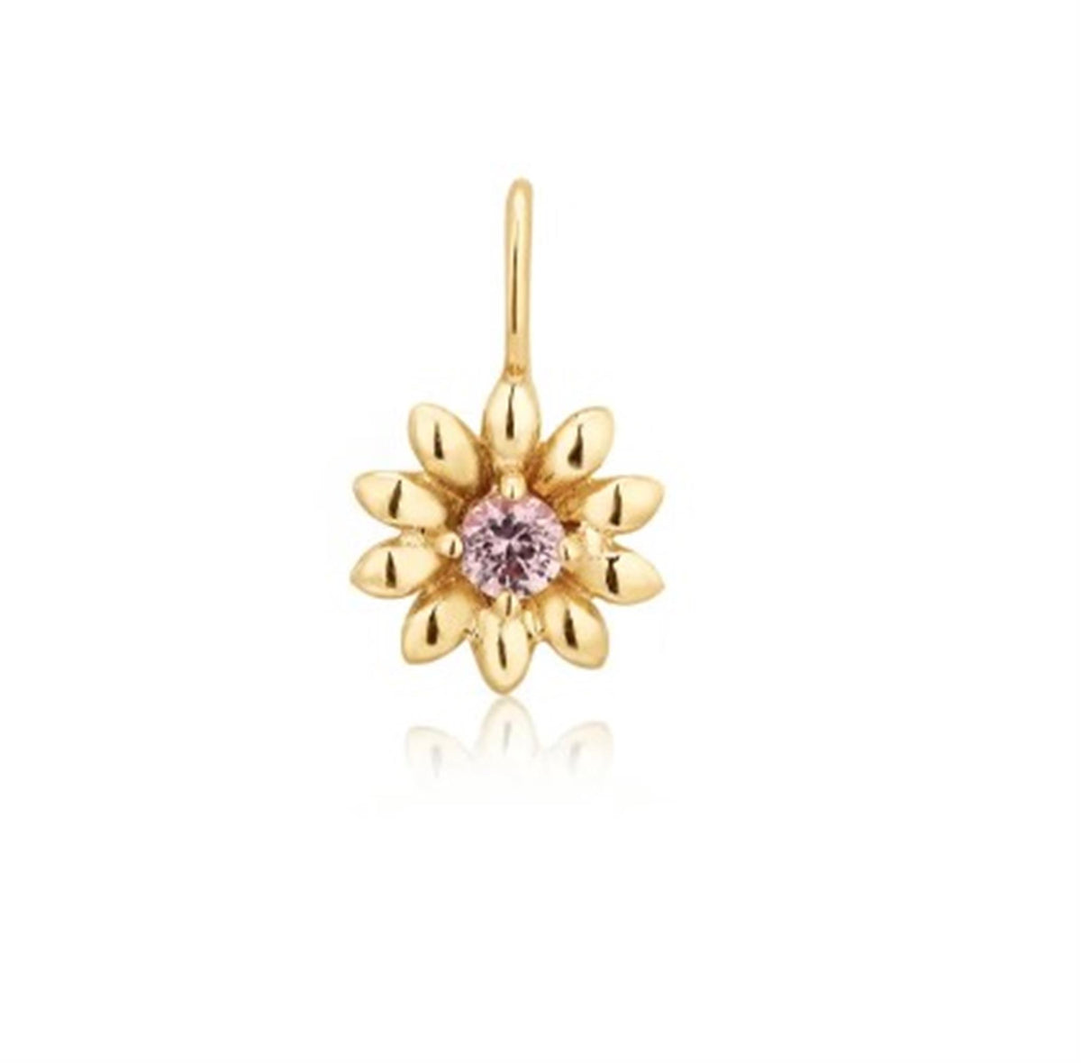 Aurelie Gi 14Kt Yellow Gold Blossom Pink Sapphire Flower Charm