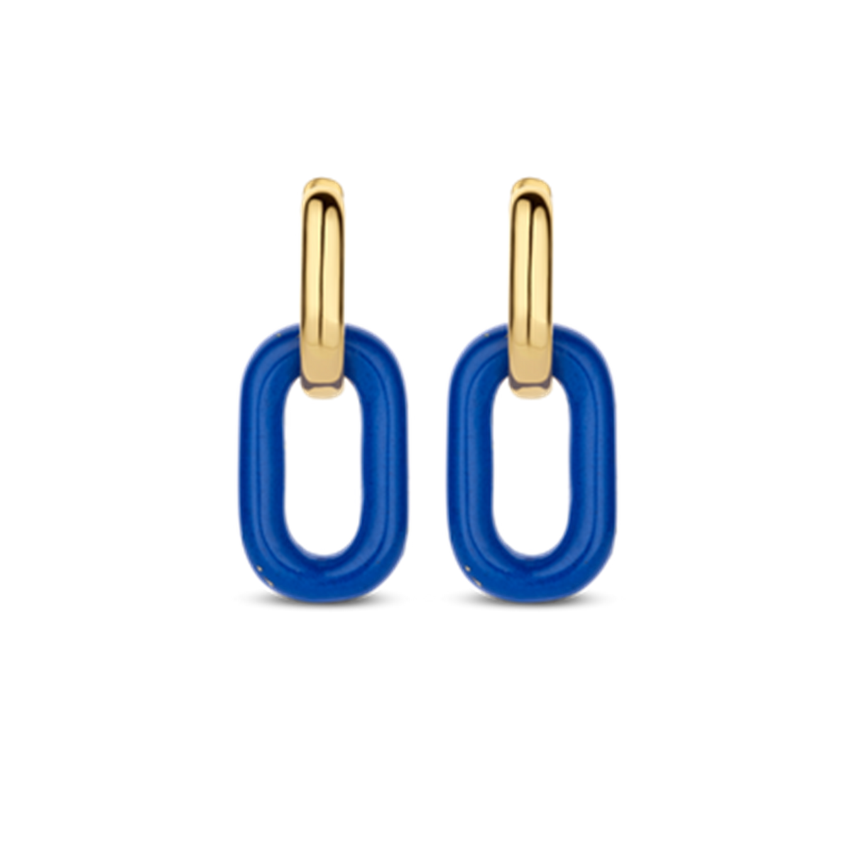 Ti Sento - Milano Sterling Silver with 18K Yellow Gold-Plating and Blue Link Dangle Earrings