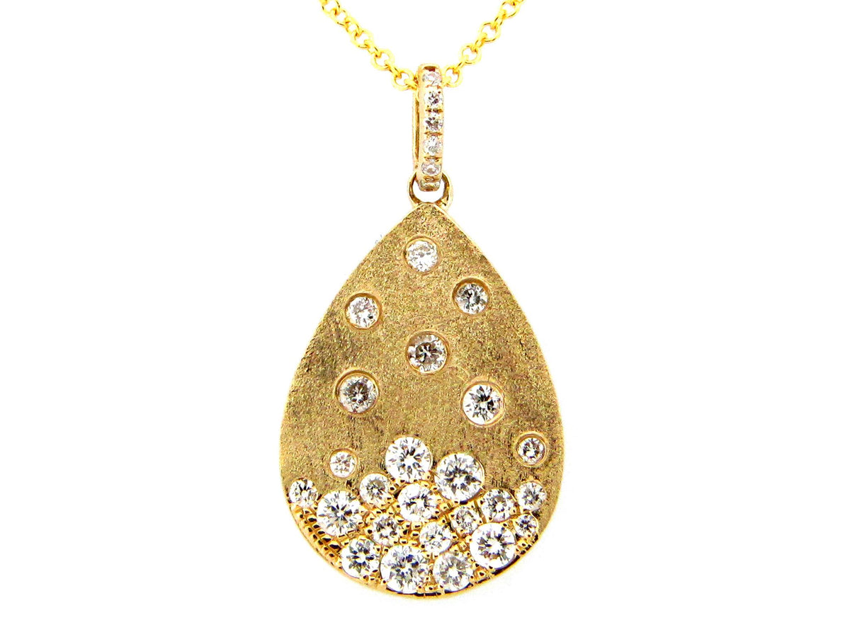 Confetti Collection 14Kt Yellow Gold Teardrop Pendant With .47cttw Natural Diamonds