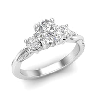 14Kt White Gold Three-Stone Ring Mounting With .40cttw Natural Diamonds