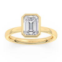 Lasker's Big Rocks Lab-Grown Diamond Collection 14Kt Yellow Gold Bezel Set Solitaire with 3.09Ct Emerald Cut Center Diamond