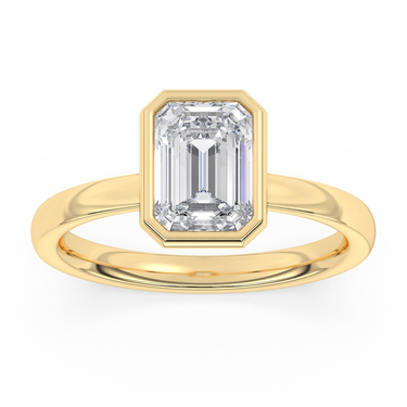 Lasker's Big Rocks Lab-Grown Diamond Collection 14Kt Yellow Gold Bezel Set Solitaire with 3.09ct  Emerald Cut Center  Diamond