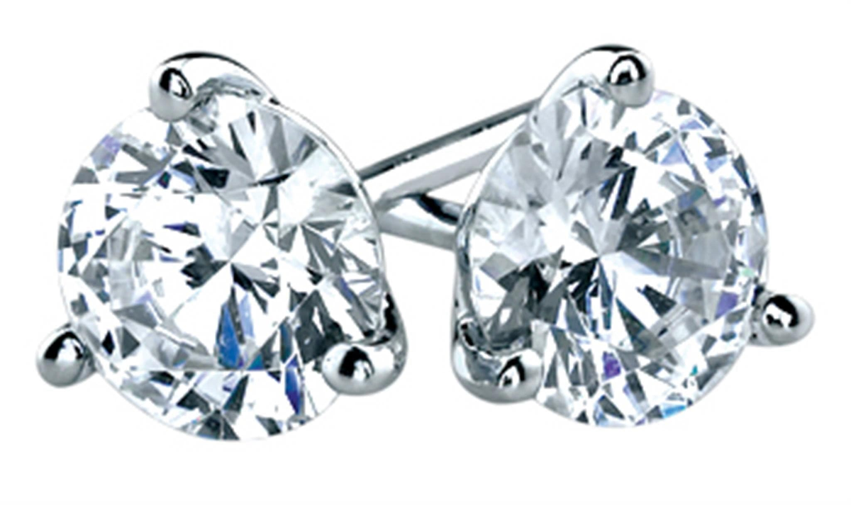 14Kt White Gold Classic Stud Earrings 1.06cttw Lab-Grown Diamonds