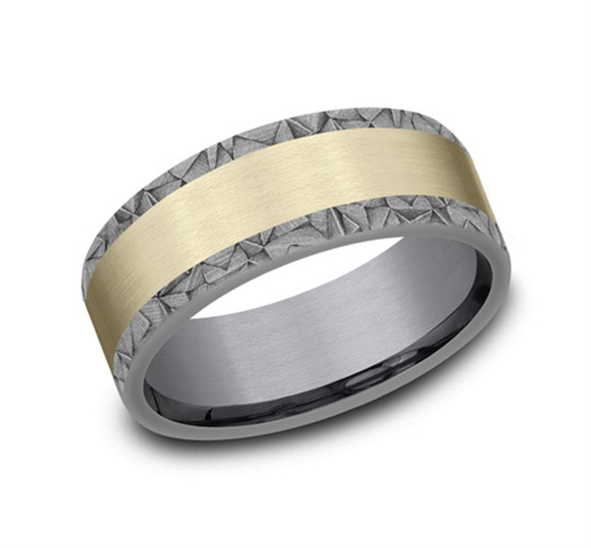 Tantalum  14Kt Gray  Yellow Ammara Stone Band