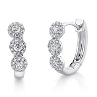 14Kt White Gold Round Halo Hoop Earrings With .37cttw Natural Diamonds