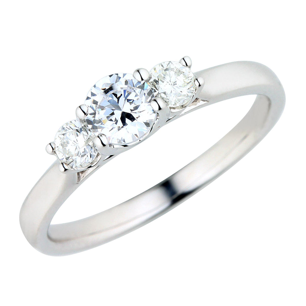 Past, Present, and Future 14Kt White Gold Three-Stone Ring With 1.04cttw Natural Diamonds