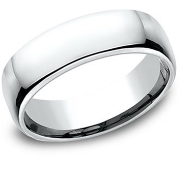 14Kt White Gold Euro Comfort-Fit 6.5mm Wedding Band