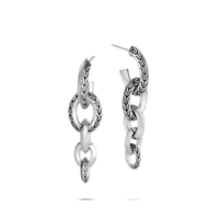 John Hardy Silver Knife Edge Interlink Drop Earrings