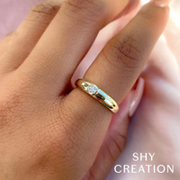 Shy Creation Gold Simple Diamond Band