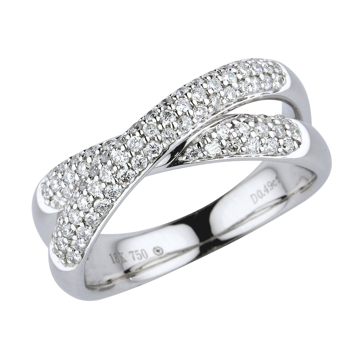 18Kt White Gold Classic Fashion Fashion Ring With 0.51cttw Natural Diamonds