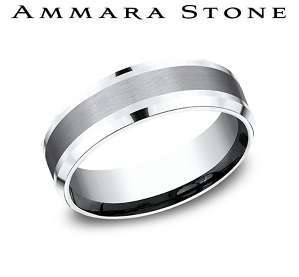 Tantalum  14Kt Gray  White Ammara Stone Band