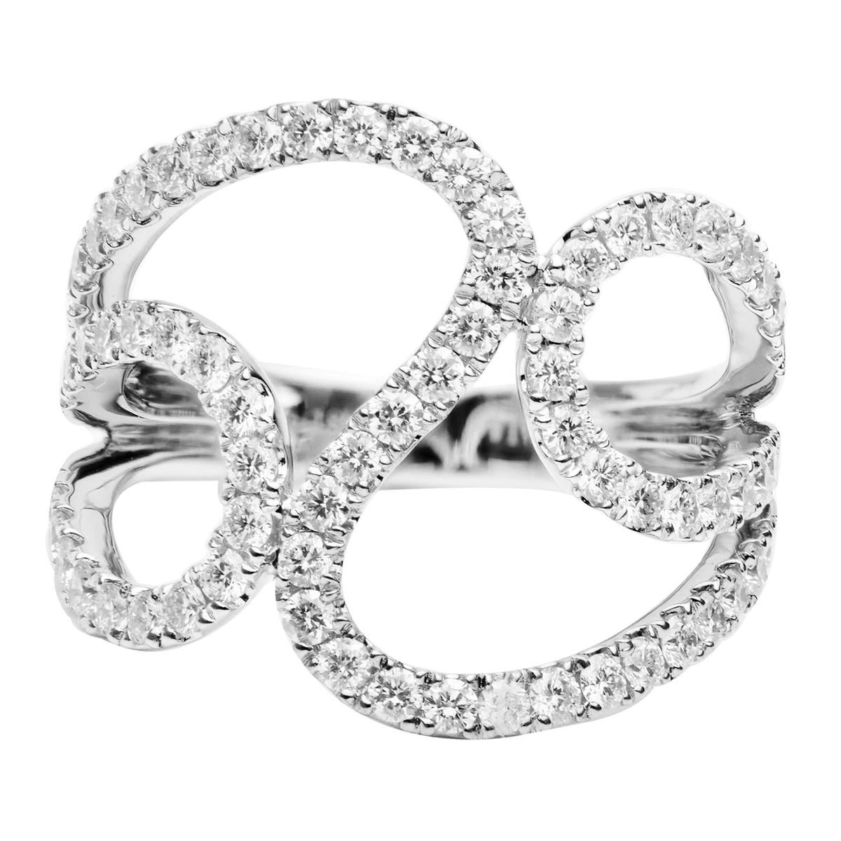 18K White Gold Fashion Ring with .95cttw Round Natural Diamonds