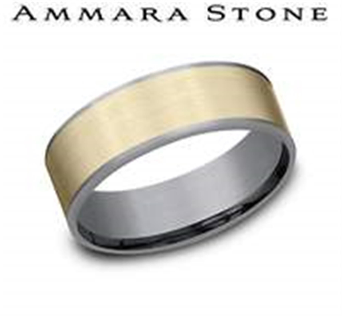 Tantalum  14Kt Gray  Yellow Ammara Stone Band