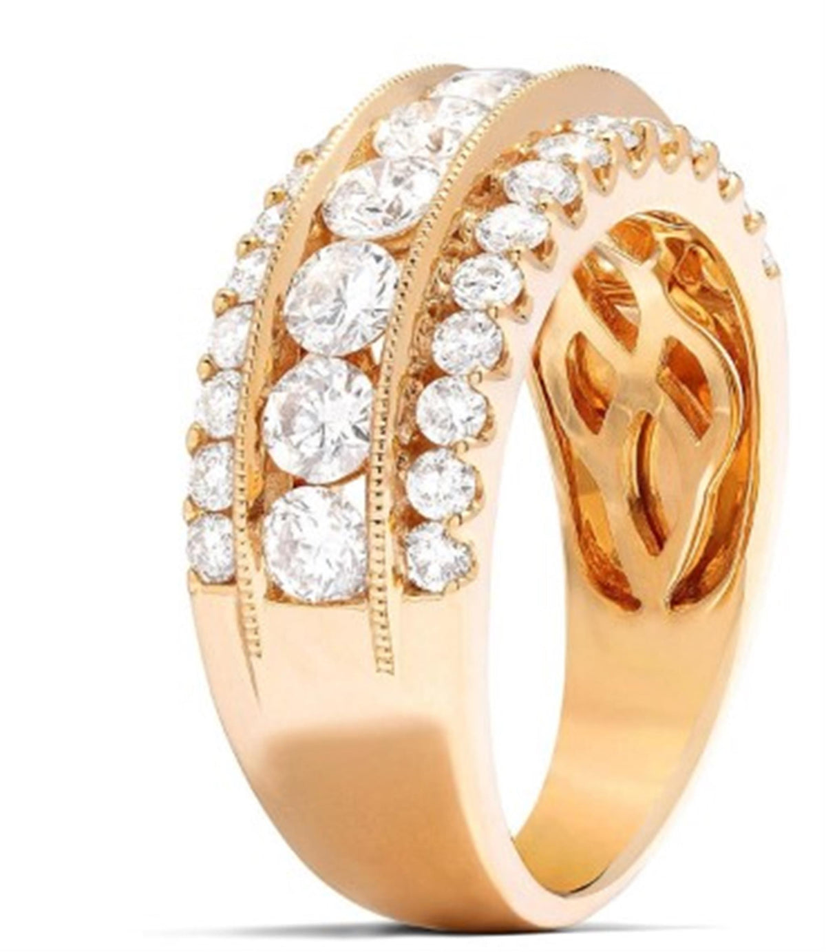 Lasker Couture 18Kt Yellow Gold Classic 3-Row Diamond Band