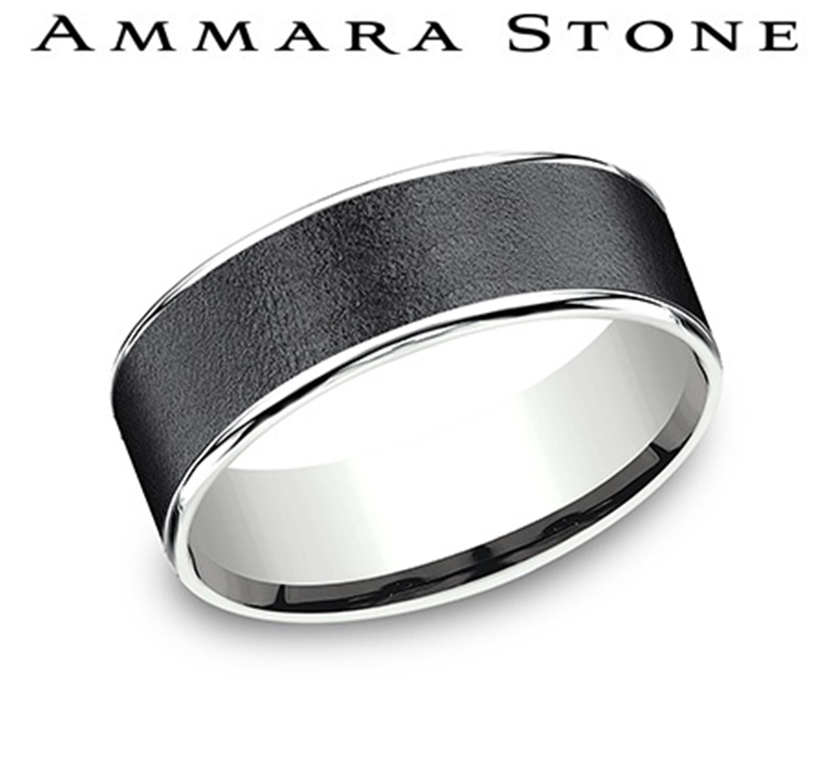 Tantalum  14Kt Gray  White Ammara Stone Band