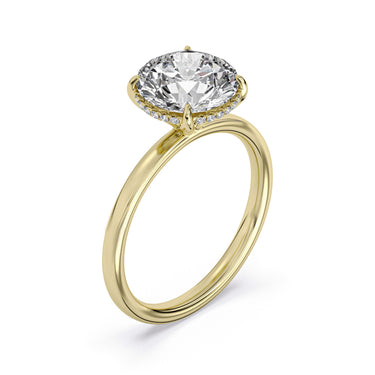 Centurion Collection 14Kt Yellow Gold Hidden Halo 2ct 100-Faceted Lab-Grown Round Diamond Solitaire Engagement Ring