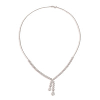 Lasker Couture 18Kt White Gold Fiori Split Lariat Necklace with 3.60cttw Natural Lovebright Diamonds