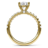 14Kt Yellow Gold  Engagement Ring Mounting With .37cttw Natural Diamonds