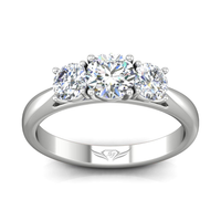 18Kt White Gold Three-Stone Ring with 0.70cttw Natural Diamonds