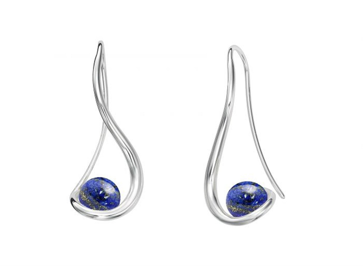 E.L. Designs Silver Wind Spinner Lapis Earrings