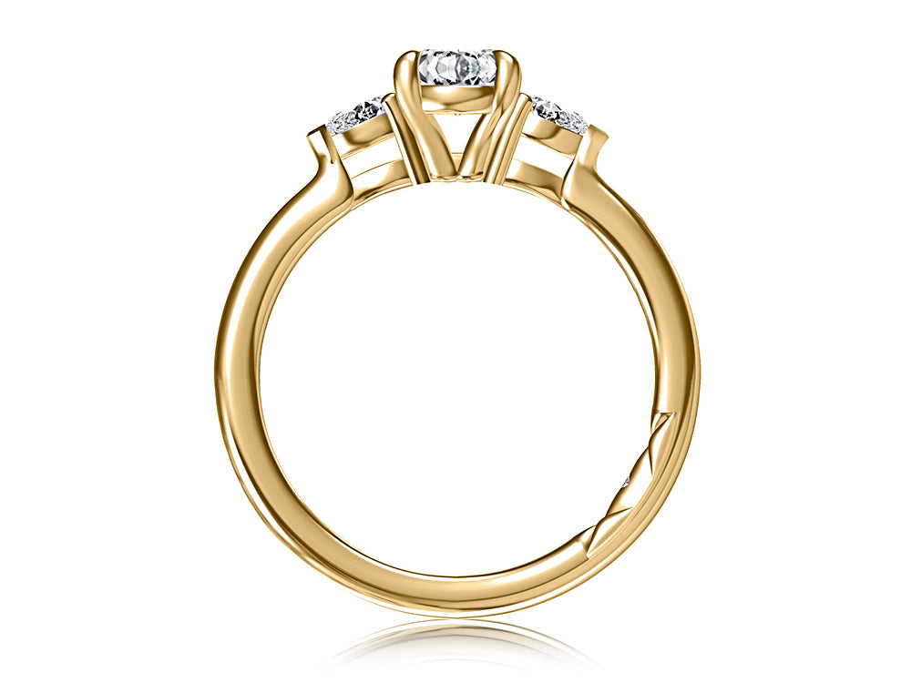 A. Jaffe Three-Stone Engagement Ring Mounting in 14K Yellow Gold