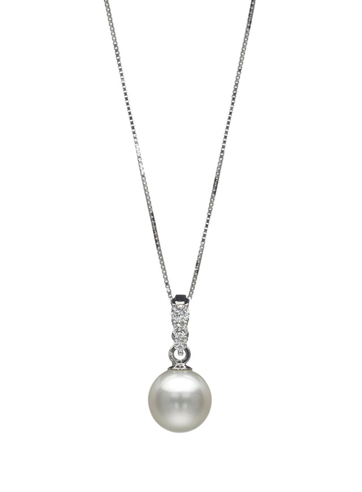 14K White Gold  Drop Pendant with 8mm Akoya Cultured Pearl