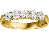 14Kt Yellow Gold 5-Stone Common Prong Ring With 5 Round Natural Diamonds Totaling 1.74cttw